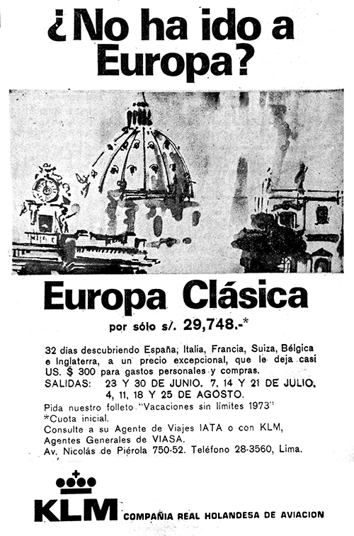 viaje europa clasica KLM 1973 arkivperu