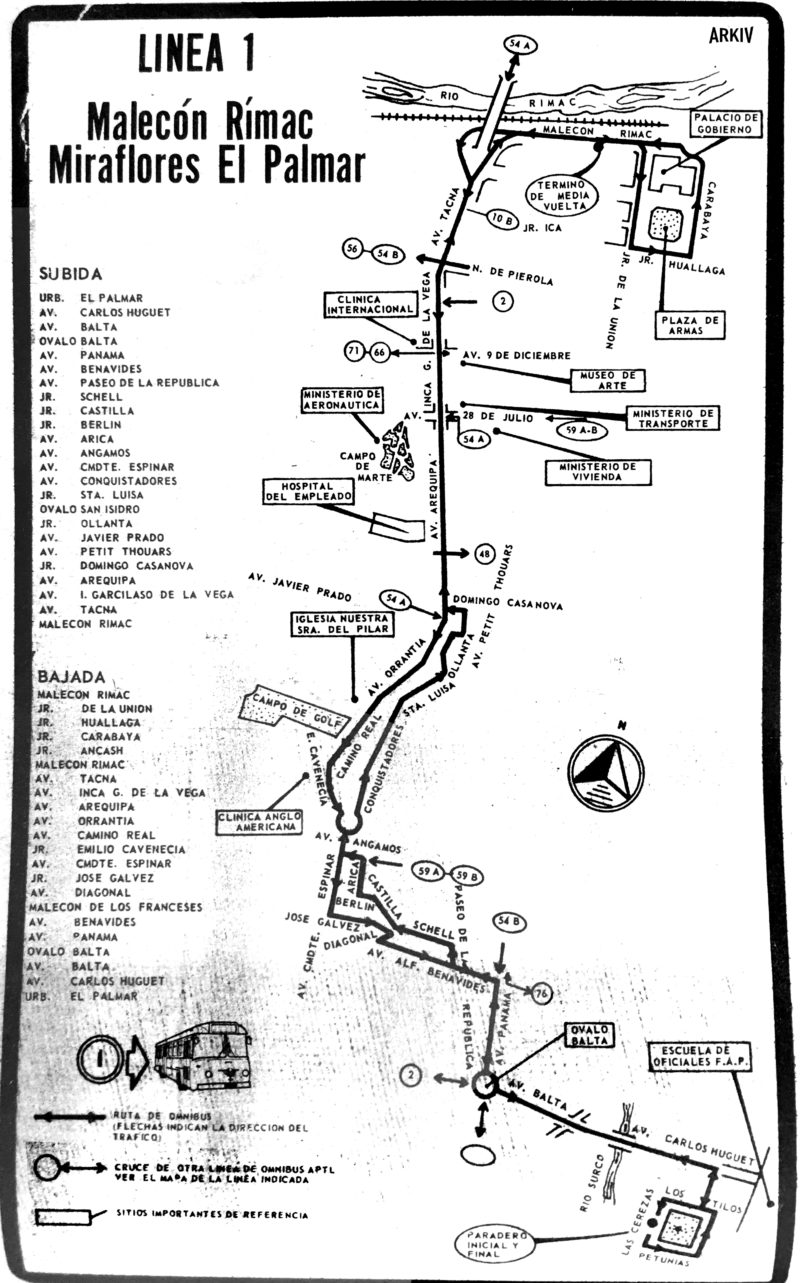 Rutas de ómnibus de Lima (APTL, 1974) - ArkivperuArkivperu