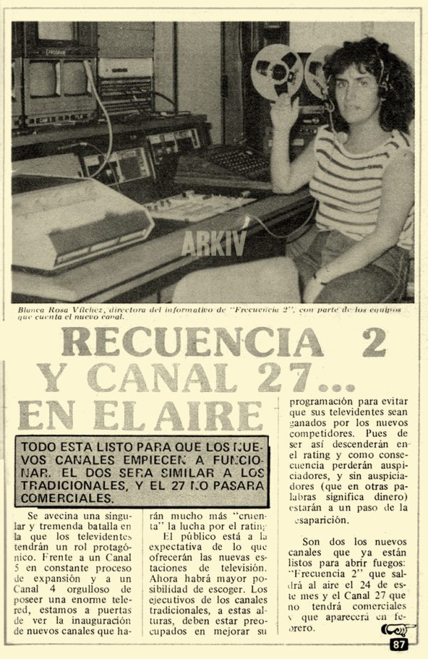 Frecuencia 2, "Un canal aparte" (1983) Arkivperu